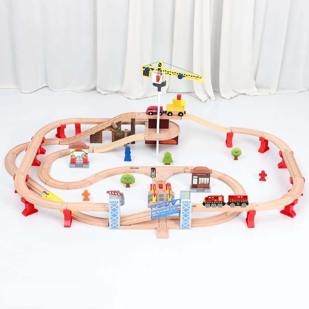 Battery Operated Locomotive Train for Wooden Tracks – Motorized Toy Train with Magnetic Connection, Compatible with Thomas, Brio, Chuggington & More