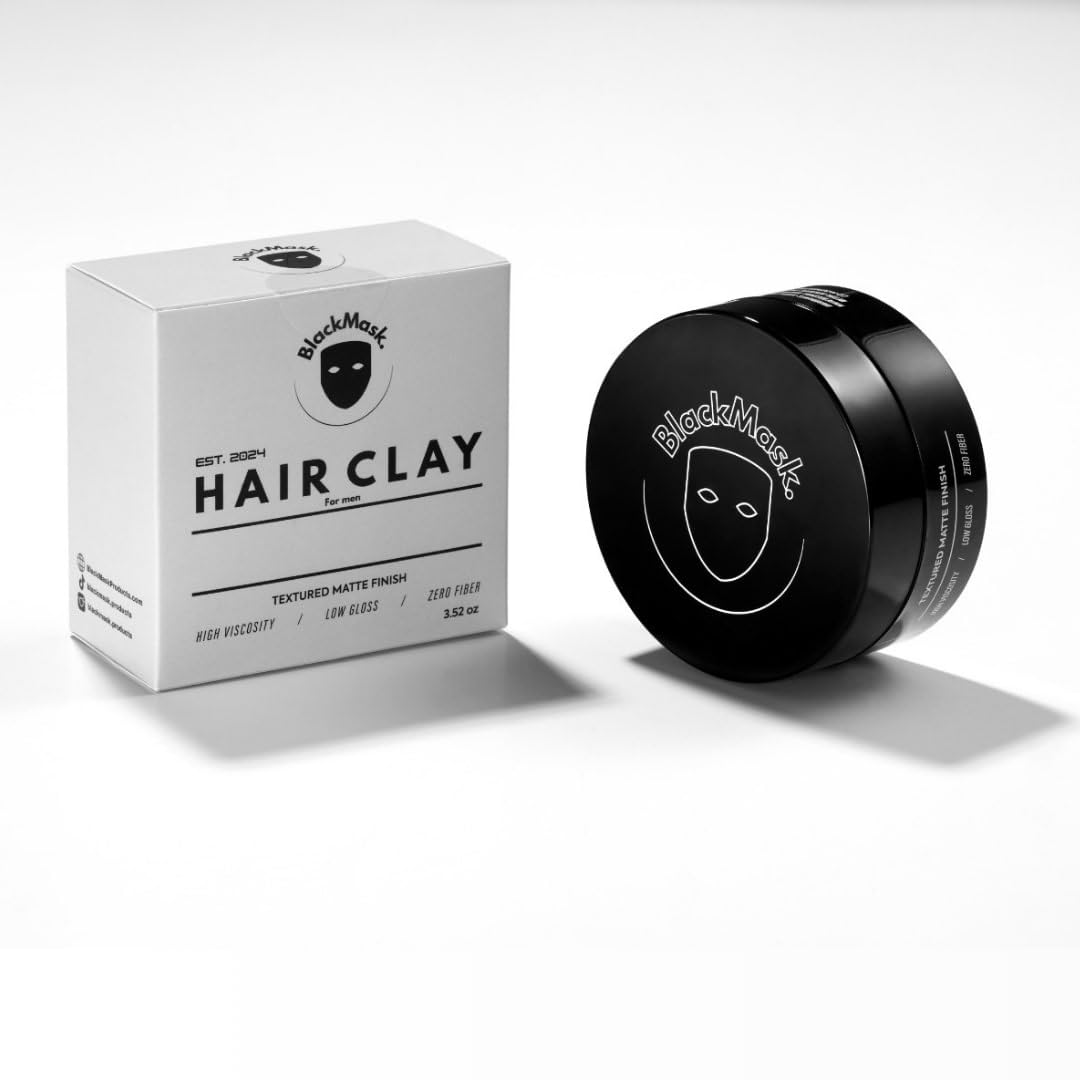 BlackMask Hair Clay for Men (3.52 oz) Matte Finish with Strong Hold, Hair Styling Clay, Adds Texture & Volume