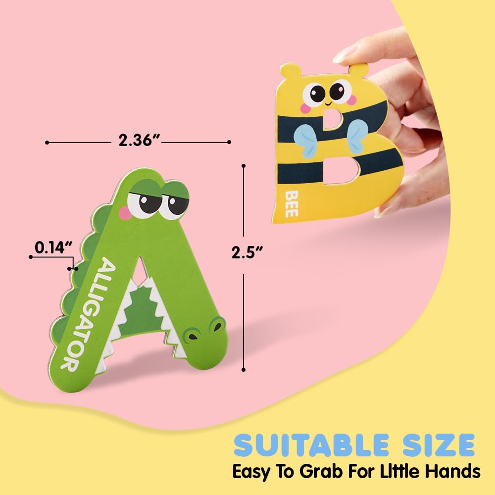 JOYIN Animal Alphabet Magnetic Letters for Toddlers 3-5, 26 Large Uppercase ABC Fridge Magnets, Educational Spelling & Learning Toy