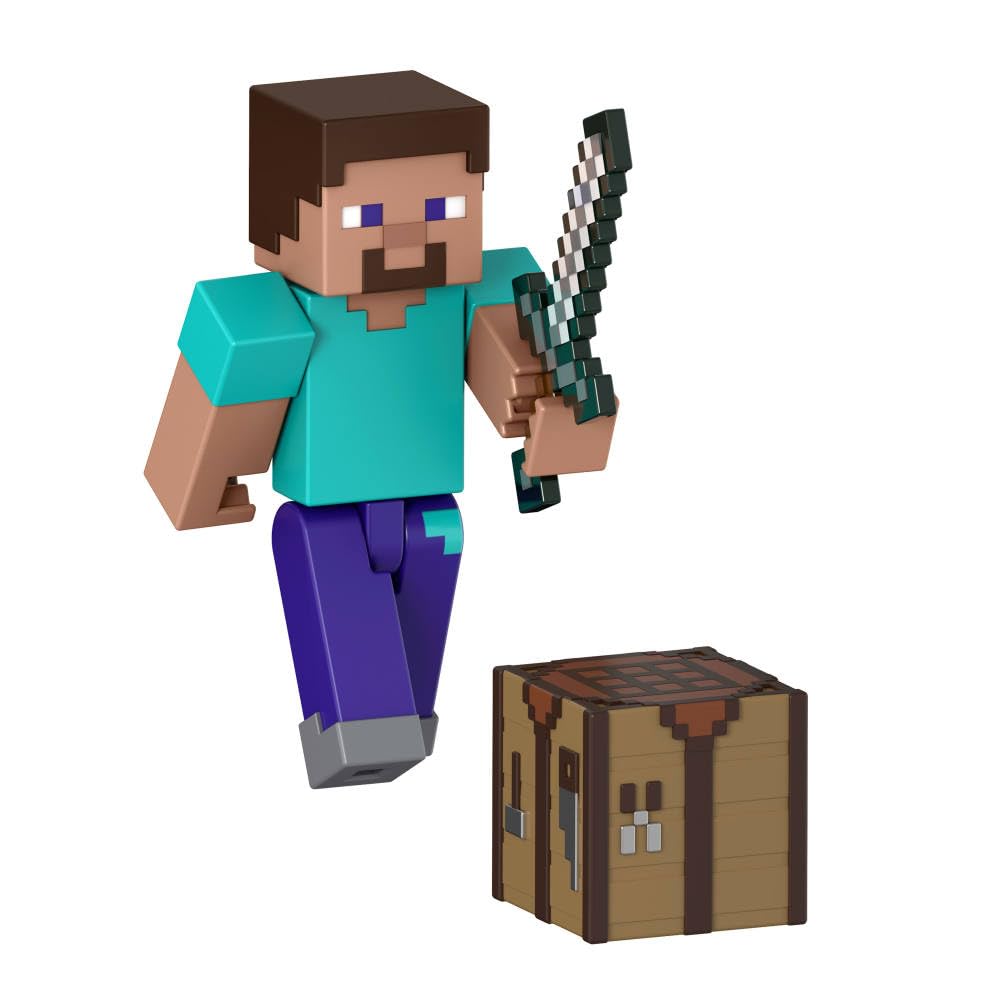 Mattel Minecraft Action Figure & Accessories 2-Pack with Steve in 3.25-inch Scale, Collectible Toy Set