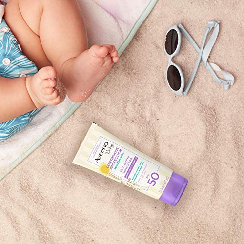 Aveeno Baby Mineral Sunscreen SPF 50 - Broad Spectrum, Tear-Free, Water & Sweat Resistant, Non-Greasy, Paraben-Free, 7 fl oz