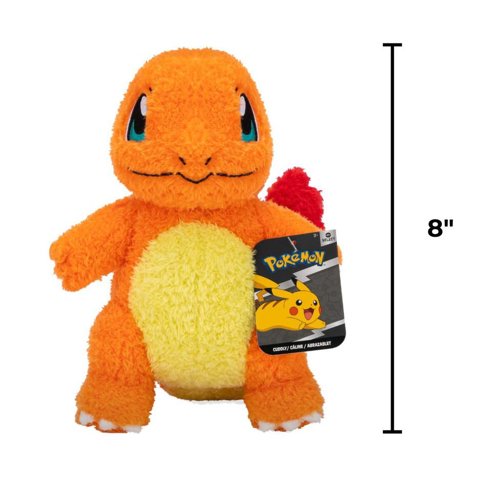 Pokemon Cuddly Charmander Plush - 8-Inch Soft Shaggy Plush with Authentic Details