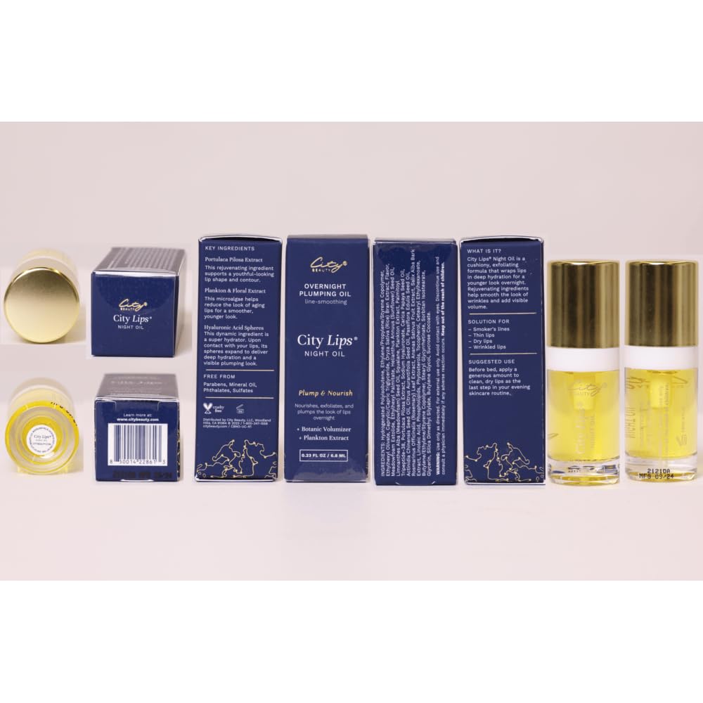 City Beauty City Lips Night Oil – Plumping, Hydrating & Restoring Overnight Lip Treatment with Hyaluronic Acid & Plant Extracts