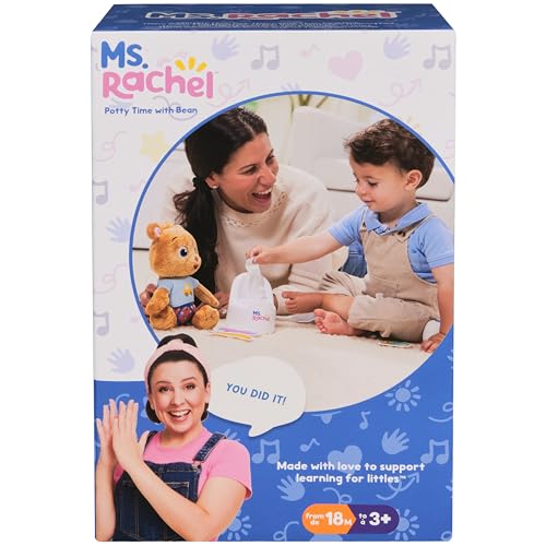 Ms. Rachel Potty Time with Bean, 11” Plush Teddy Bear with Play Toilet & Accessories, Toddler Toys for Girls & Boys for Ages 18 Months to 3+