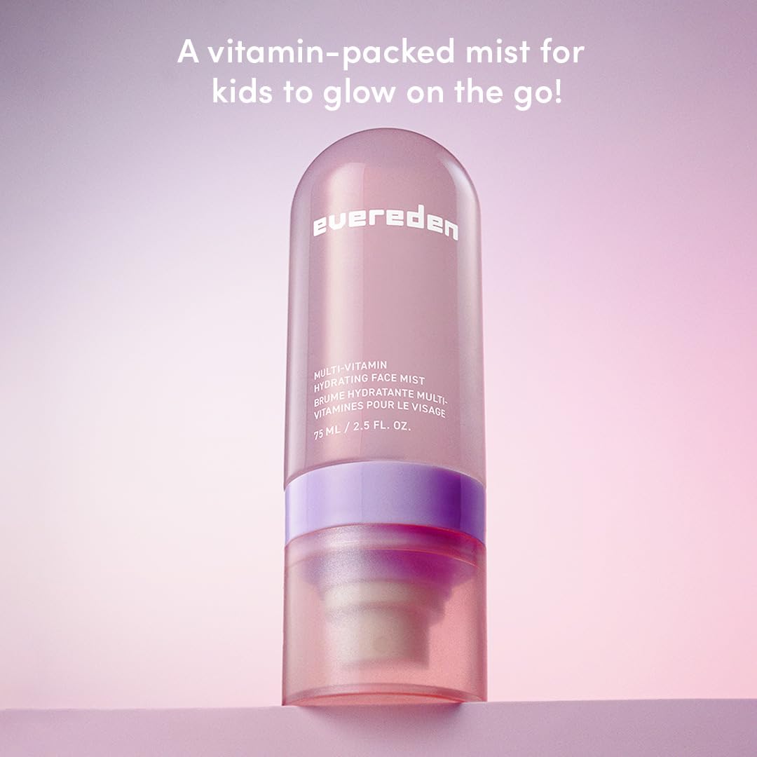 Evereden Kids Multi-Vitamin Face Mist – Hydrating, Nourishing Spray with Peach & Mango, Clean Skincare for Ages 6+, Sensitive Skin Safe