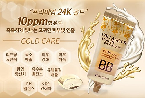 3W CLINIC Collagen & Luxury Gold BB Cream 1.69Oz SPF50+/PA+++ Wrinkle Care