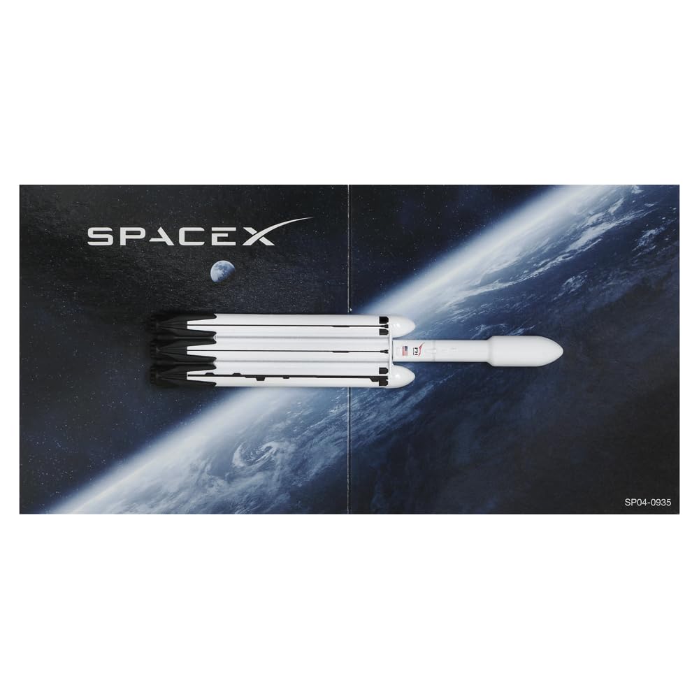 Matchbox Collectible Die-Cast Metal Sky Busters Inspired by SpaceX Falcon Heavy Rocket - HHT44 ~ White Super Heavy Lift Rocket ~ Includes Playmat