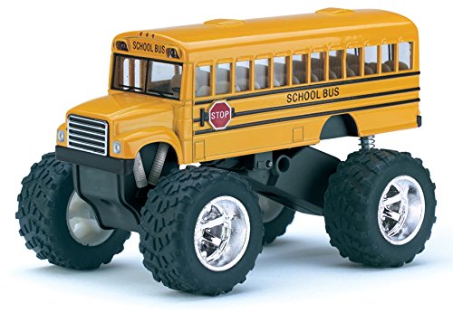 KinsFun 5" Monster School Bus Die Cast Metal Model, Pullback Action Toy Monster Truck