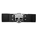 Chrome Skull Black Elastic Waist Belt Kreepsville Costume Gothic Horror Fashion (2XL-3XL (36-44))