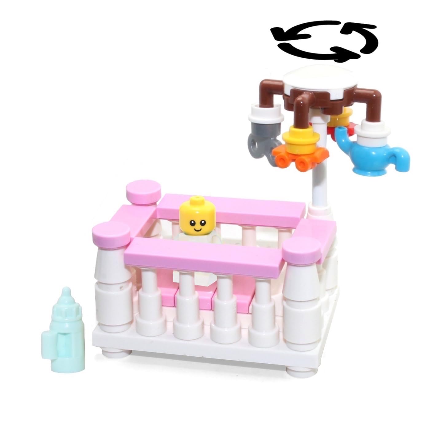LEGO Baby MiniFigure in Girl Crib (with Spinning Mobile) Very Cute
