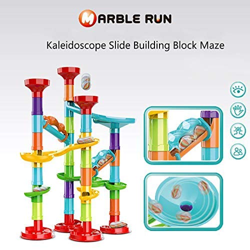 Marble Run Set Building Blocks Glass Marbles for Kids Ages 4-8 Girls Boys Toys STEM Maze Educational Race Game Birthday Gifts
