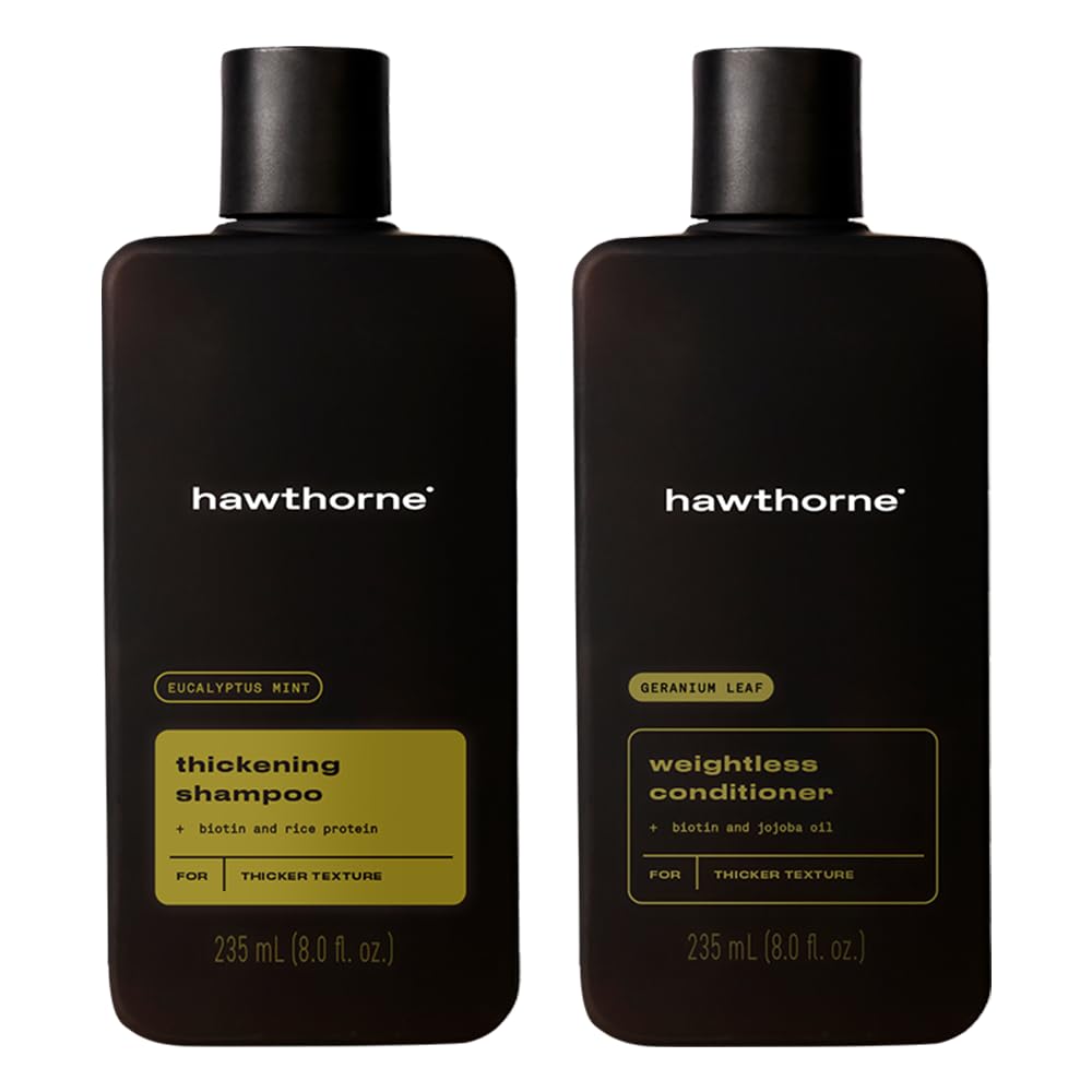 Hawthorne Thickening Shampoo & Conditioner Set for Men | Natural, Sulfate & Paraben Free | Volumizing, Weightless Hair Care Duo, 8 Fl Oz Each