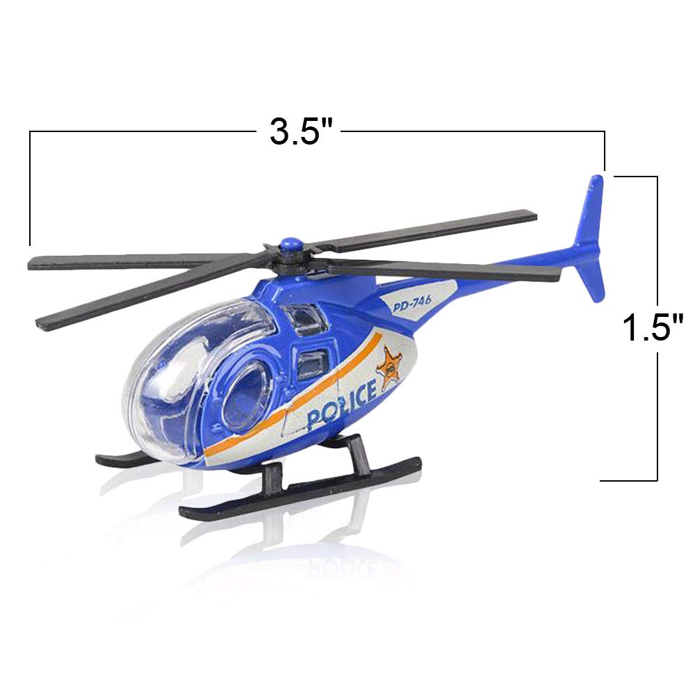ArtCreativity Diecast Helicopter Toy Set of 4 – Police, Fire, EMS & Military Choppers with Spinning Props, Kids Birthday Party Favors