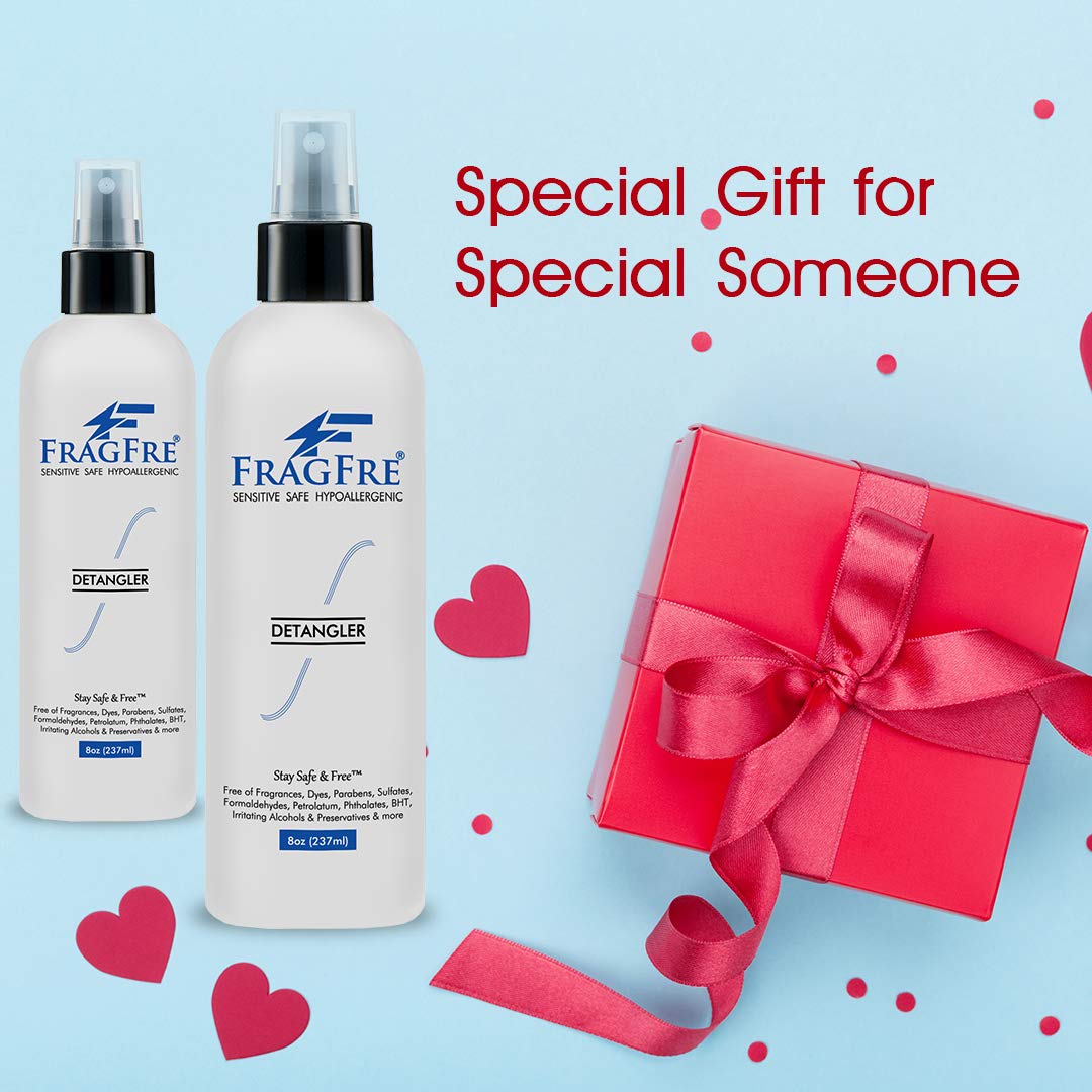 FRAGFRE Hair Detangler Spray 8 oz – Leave-In Conditioner & Heat Protectant for Sensitive Scalp – Fragrance Free, Gluten Free, Vegan, Cruelty Free