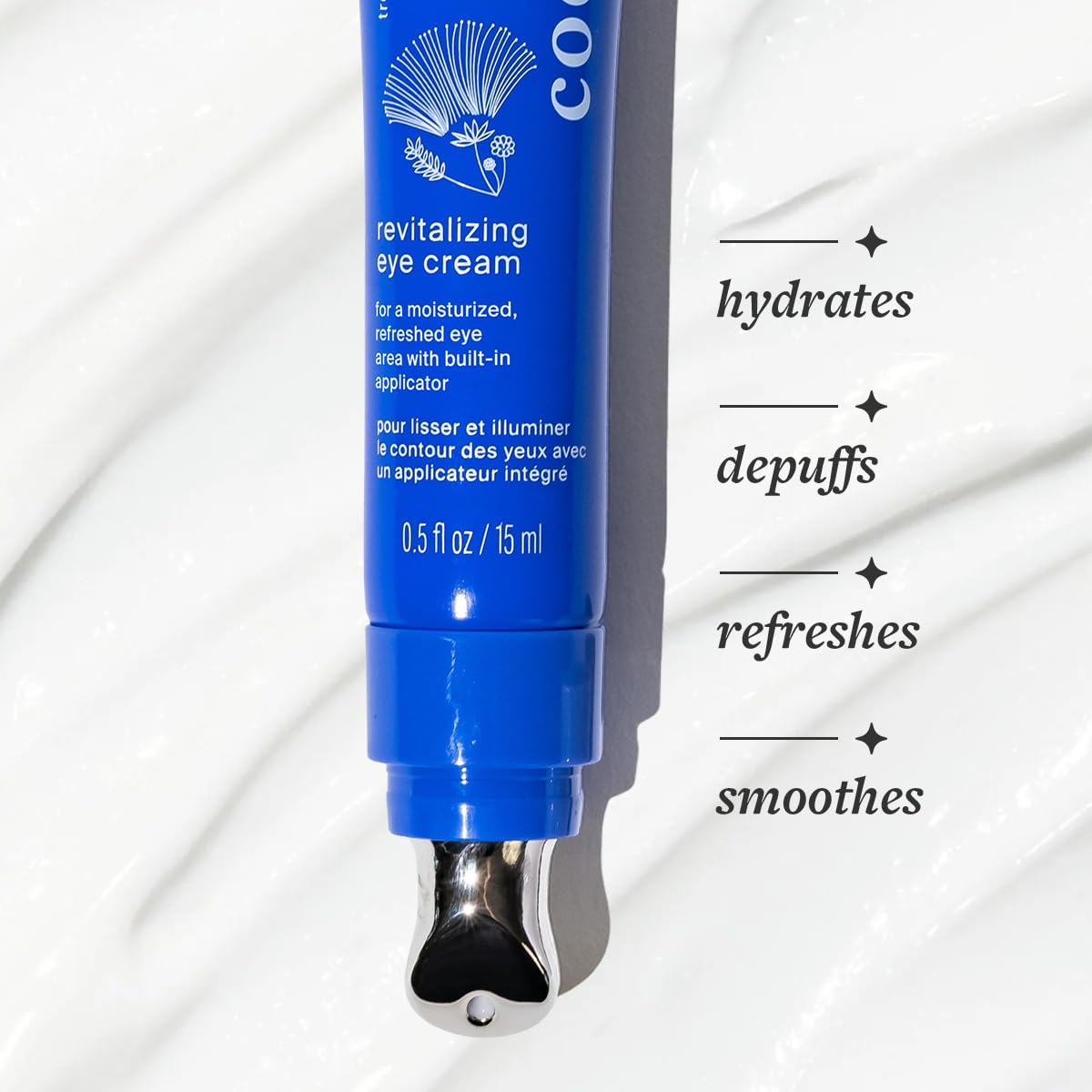 Cocokind Revitalizing Eye Cream – Depuff, Reduce Fine Lines & Wrinkles, Hydrate & Brighten Eyes with Cooling Metal Tip, 0.5 fl oz
