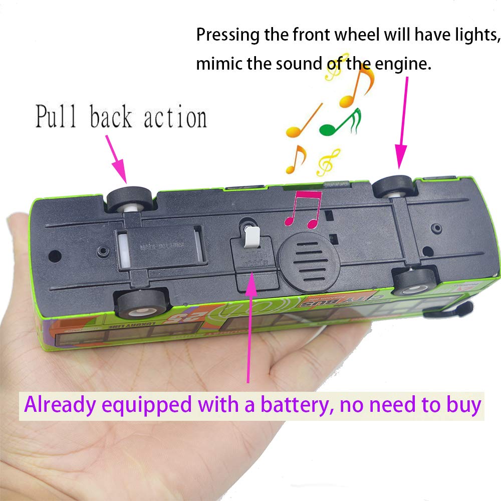 Ailejia City Bus Die Cast Pull Back Vehicles Mini Buses Model Car Toys With Lights and Music - Boys' Red Bus Toys