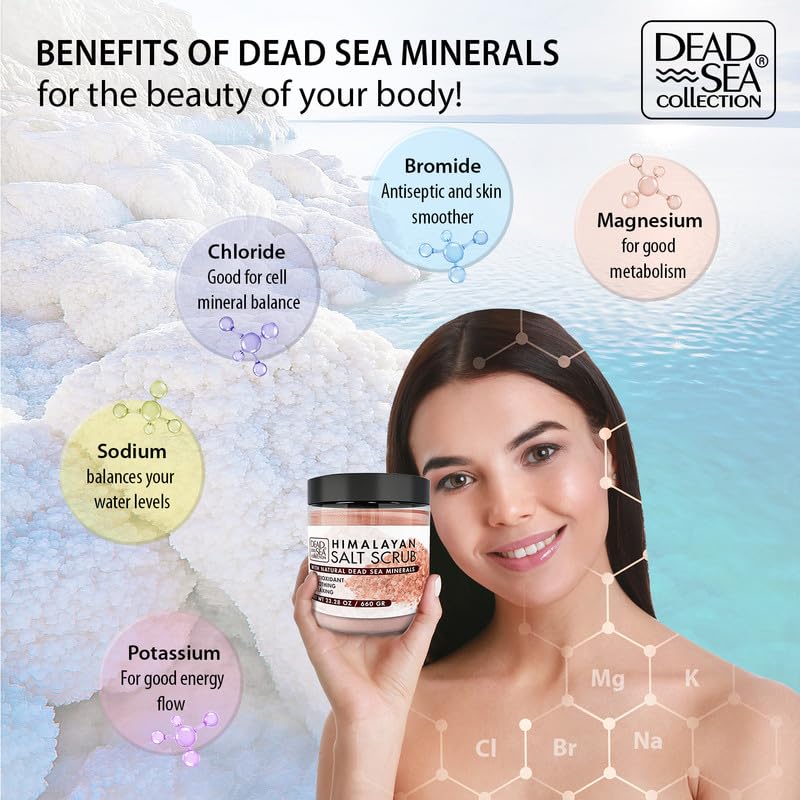 Dead Sea Collection Himalayan Salt Scrub – Exfoliating & Moisturizing Body Scrub for Women with Dead Sea Minerals & Pure Oils, 23.28 Oz