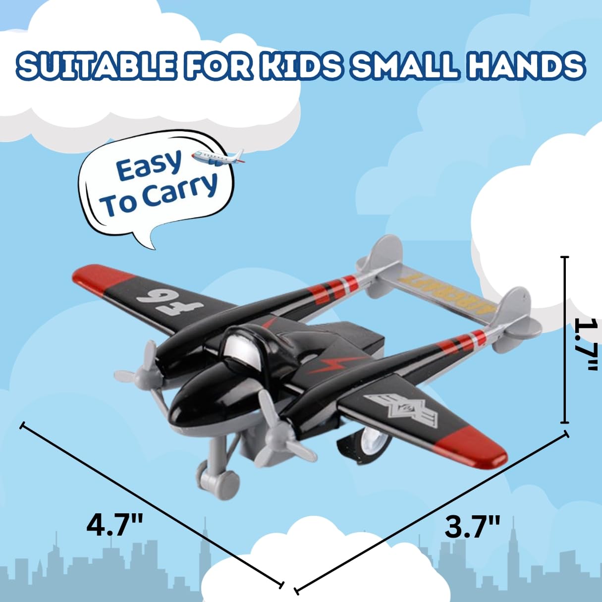 Liberty Imports Pull Back Airplanes Toy Set – 12 Pack of Jets, Bombers, Helicopters & Planes for Kids, Toddlers, Party Favors & Gifts