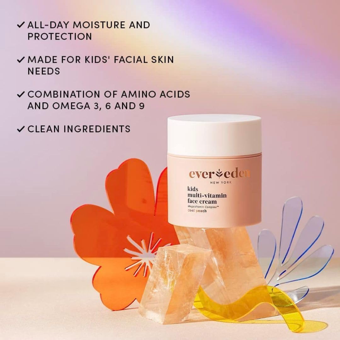 Evereden Kids Travel Skin Care Set – 5-Piece Vegan & Multi-Vitamin Kit with Shampoo, Conditioner, Body Wash, Lotion & Face Cream