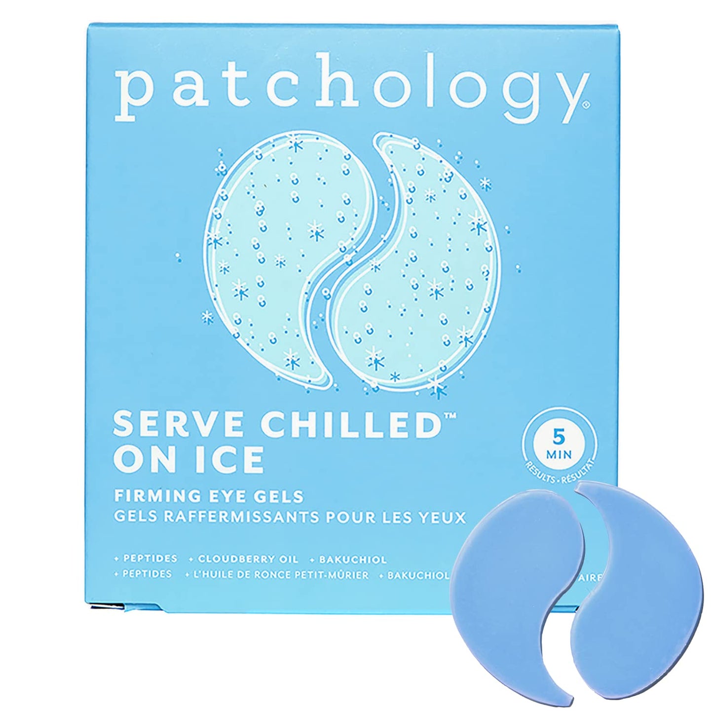 Patchology Iced Cooling Under Eye Mask Patches, 5 Pairs – Peptides, Cloudberry Oil & Bakuchiol to Soothe, Firm, & Reduce Fine Lines & Bags