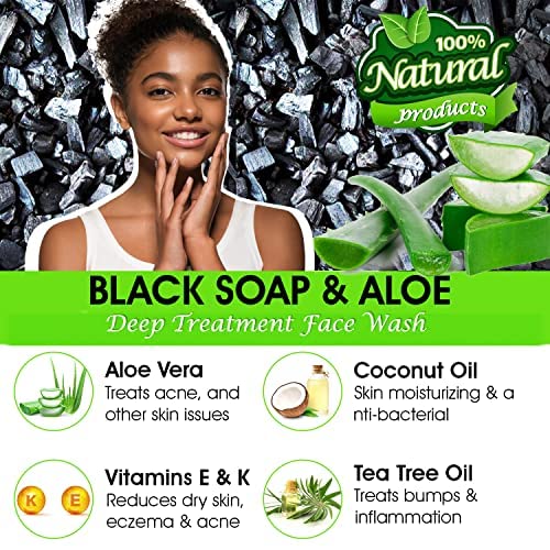 Natural Black Soap with Aloe | Helps With Bumps Dark Spot for Face Paraben Free | All Natural Ingredients Liquid Soap
