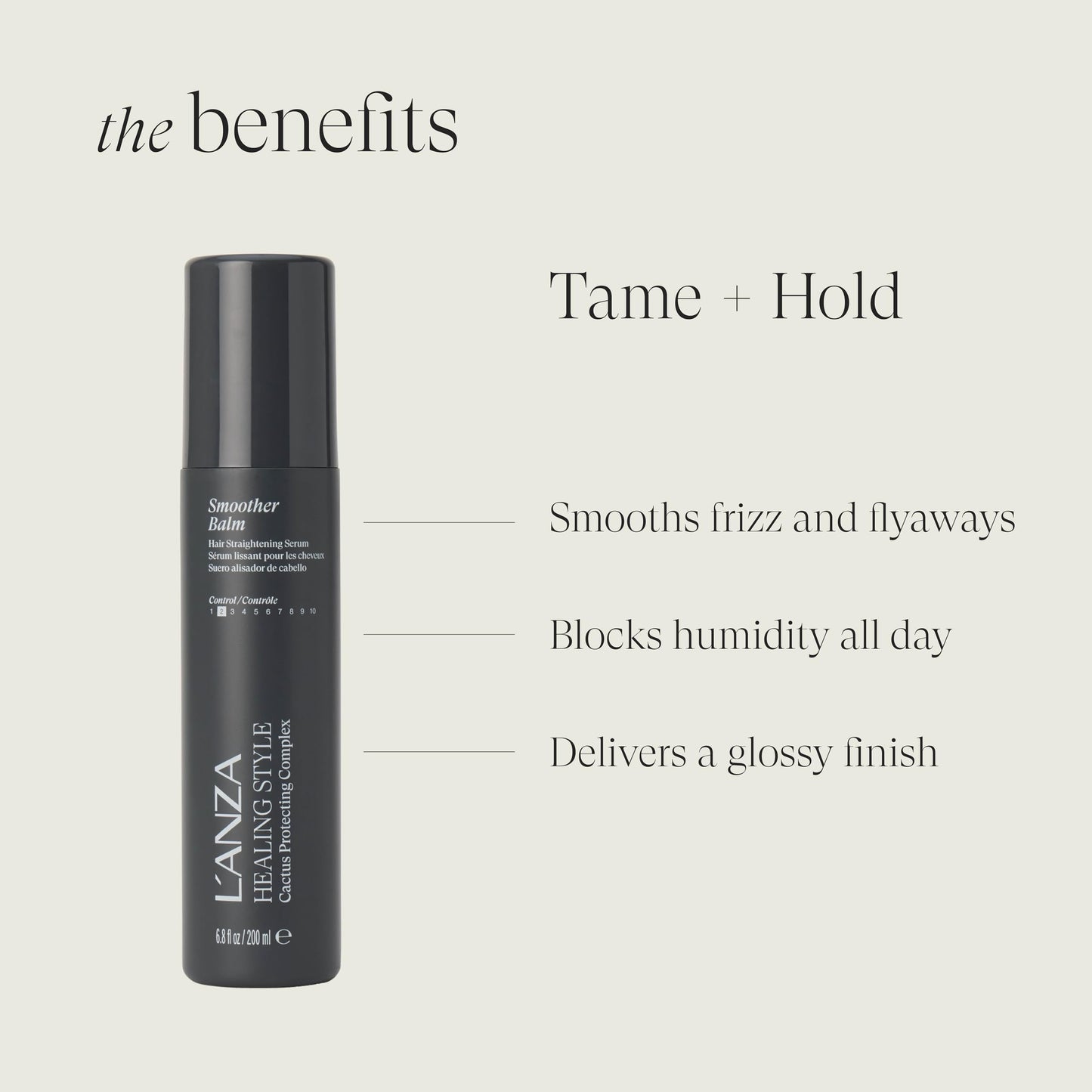 L'ANZA Healing Style Smoother Balm 6.8 Oz | Keratin Hair Serum & Straightening Treatment | Heat Protectant & Anti-Frizz for Curly, Wavy Hair