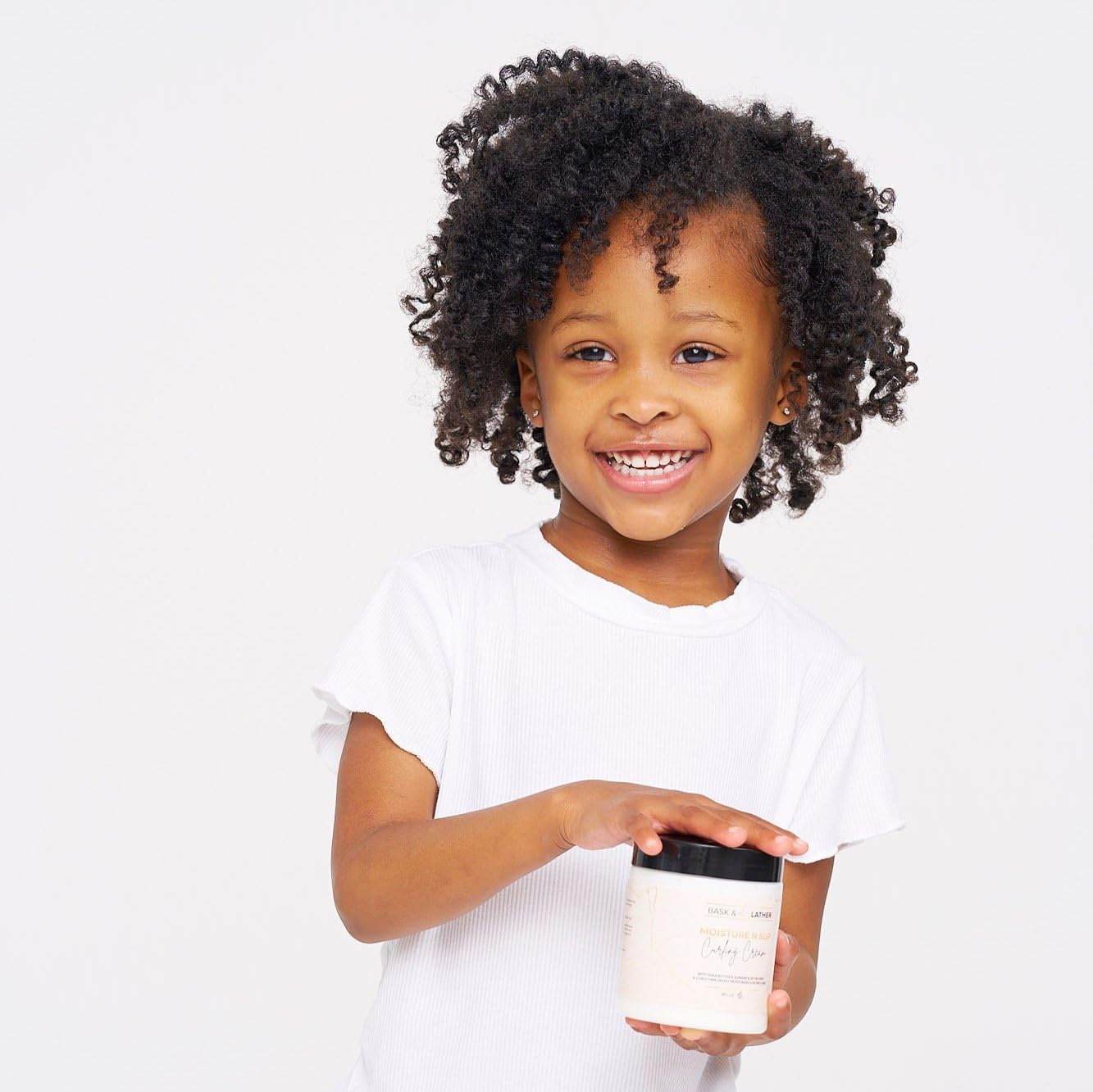 BASK & LATHER Moisture n Slip Curling Cream with Amaranth Extract, Grapeseed Oil & Slippery Elm – Defines Curls, Reduces Frizz & Breakage, 8oz