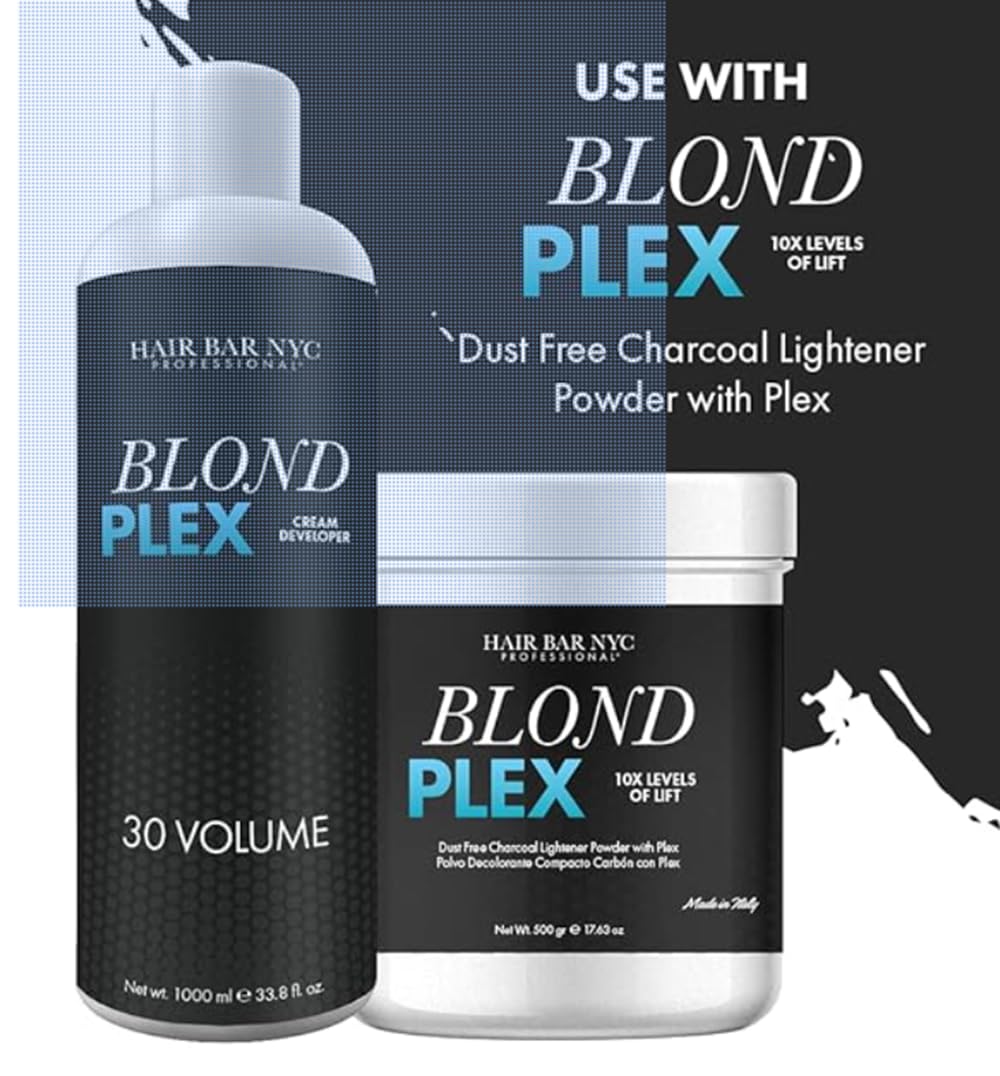 HAIR BAR NYC Blond Plex 30 Volume Violet Developer – Professional Anti-Yellow Lightening System for Charcoal Hair, Reduces Brass & Orange Tones, 33.8oz