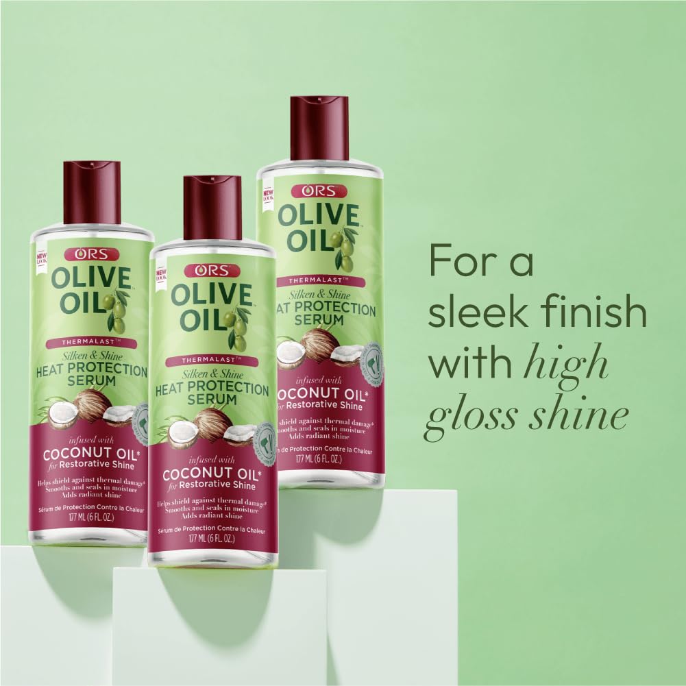 ORS Olive Oil Heat Protection Hair Serum infused with Coconut Oil for Restorative Shine 6 Ounces