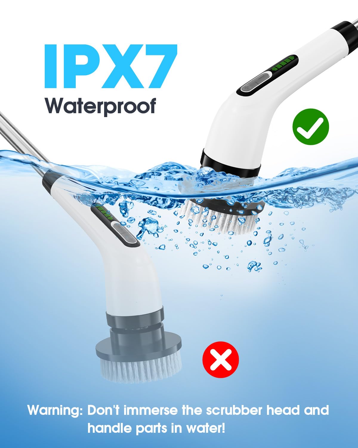 Highyes Electric Spin Scrubber for Cleaning Bathroom: Cordless Power Shower Scrubber - Electric Cleaning Brush for Tile Tub