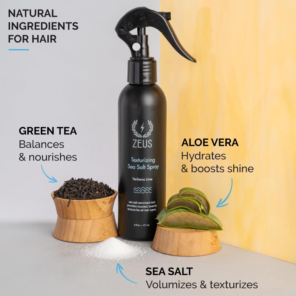 ZEUS Sea Salt Hair Spray | Volumizing & Texturizing Mist for Effortless Beachy Hair | Lightweight Hold, Matte Finish & Nourishing Formula | Made in USA