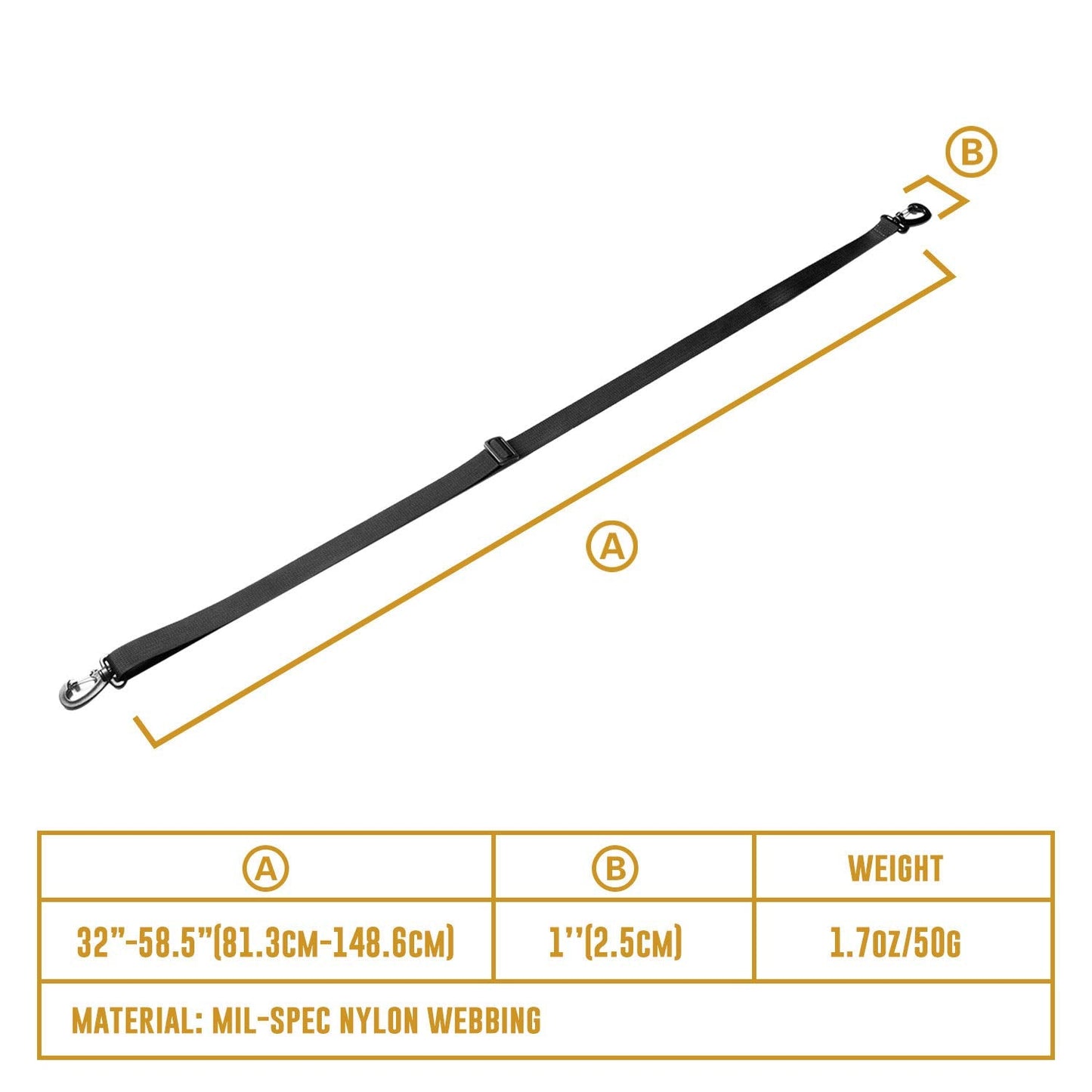 OneTigris Adjustable Shoulder Strap Replacement – Durable Strap for Messenger Bag, Briefcase, Laptop Bag & Travel Use (Black)