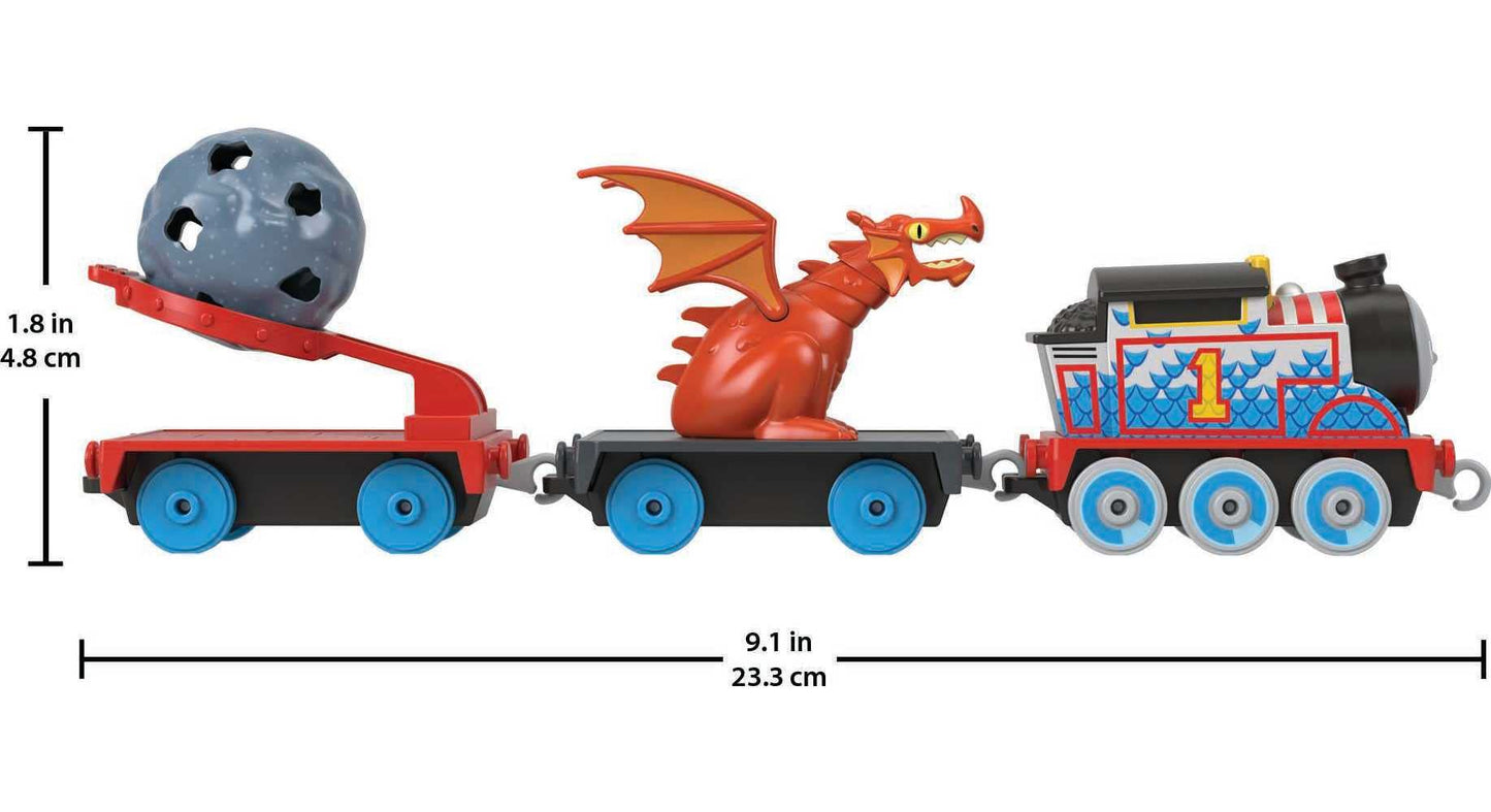 Thomas & Friends Diecast Toy Train Medieval Thomas Push-Along Engine with Boulder Launcher for Preschool Pretend Play Kids Ages 3+ Years