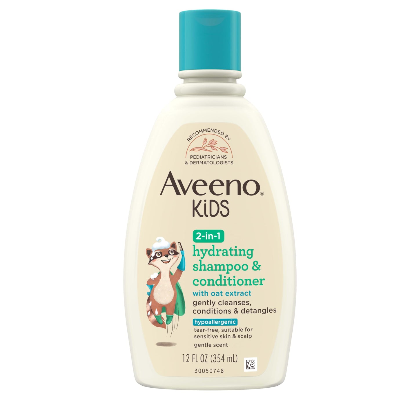 Aveeno Kids 2-in-1 Hydrating Shampoo & Conditioner with Oat Extract, Gently Cleanses, Detangles & Moisturizes, For Sensitive Scalp, 12 fl oz
