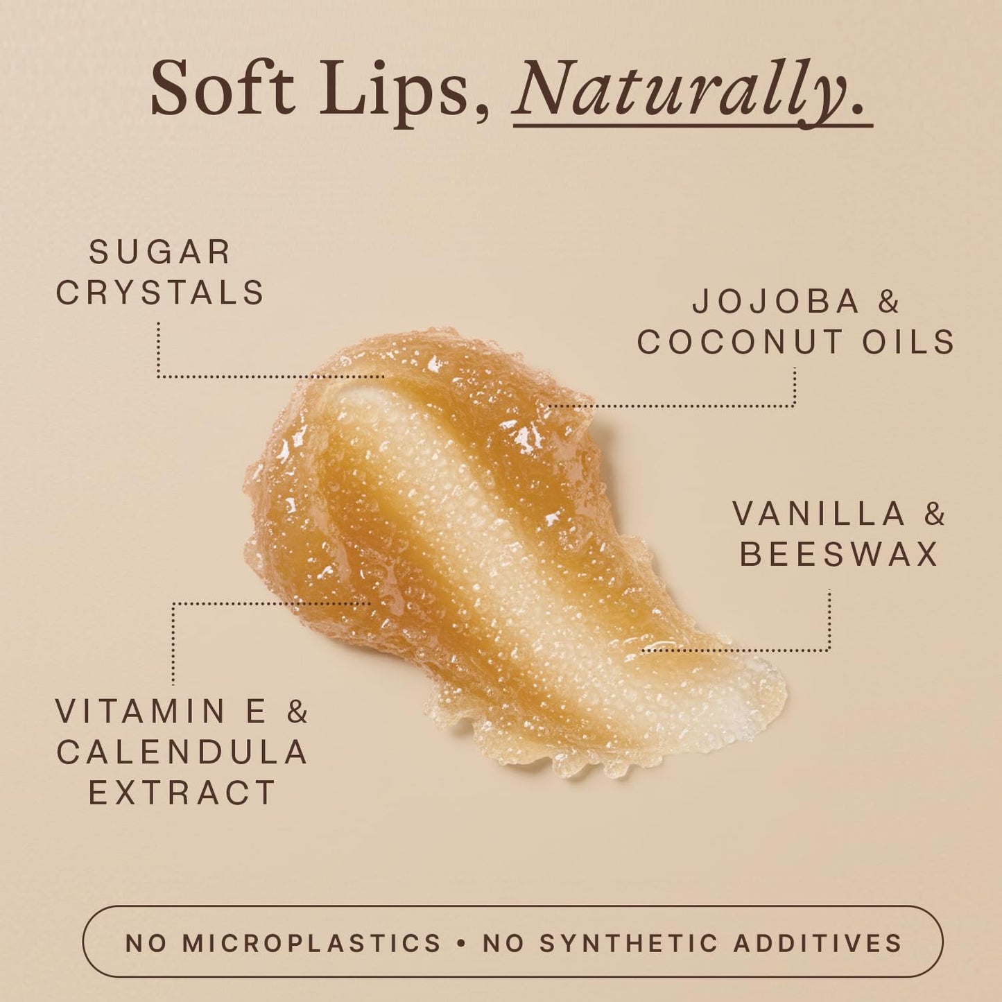 USDA Organic Vanilla Lip Scrub โ Moisturizing Sugar Exfoliator for Dry Lips, Smooth Lips, Natural Ingredients, USA Made, Gift Size
