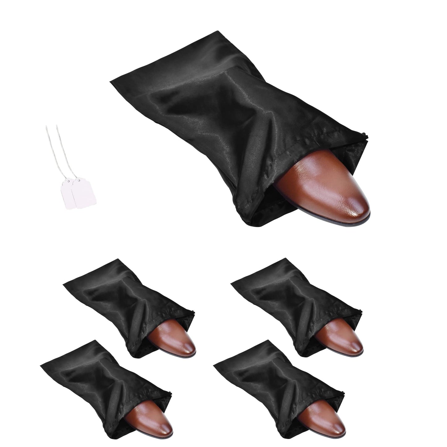 GONGKANGYUAN 4-Pack Satin Shoe Bags – Travel Drawstring Bags for Men & Women, Protect and Store Shoes