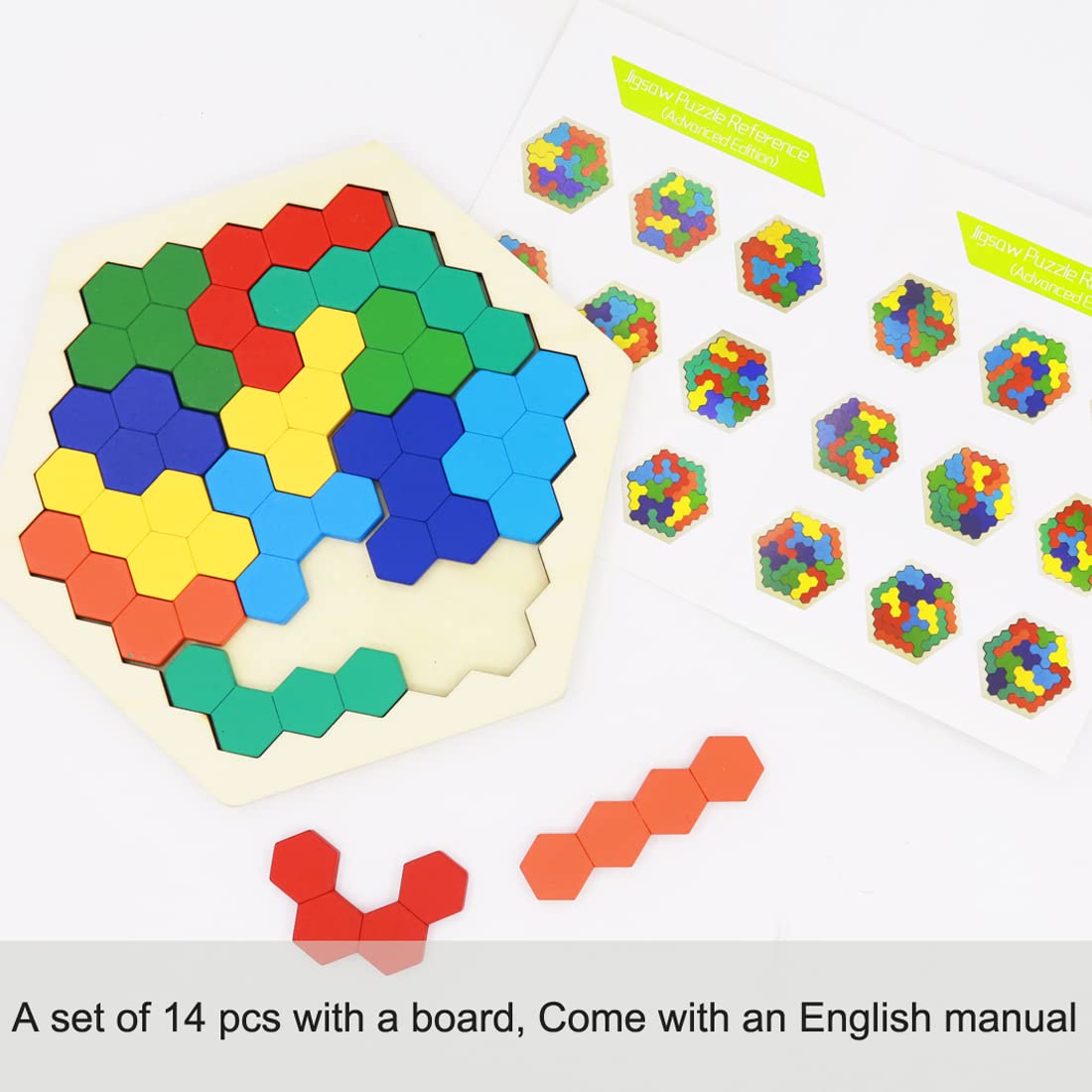 2-Pack Wooden Russian & Hexagon Block Puzzles – STEM Brain Teaser Logic Games for Kids & Adults, Educational Intelligence Toy Gift
