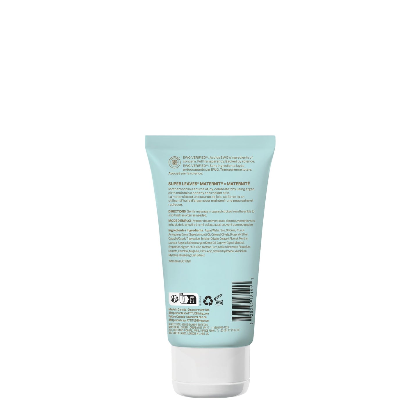 ATTITUDE Pregnancy Tired Legs Cream – EWG Verified, Vegan, Plant & Mineral-Based, Soothing Mint Relief for Moms-to-Be, 5 Fl Oz