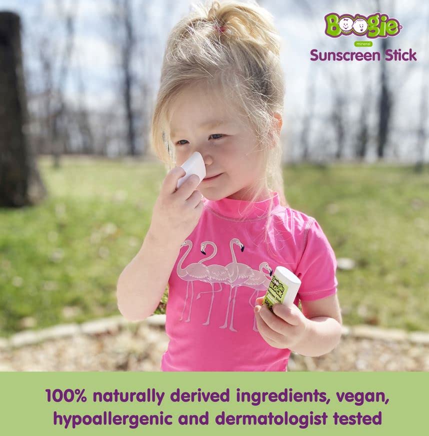 Boogie Block Baby Sunscreen Stick SPF 50 - Mineral, Water-Resistant, Vegan, Fragrance-Free, Travel Size for Kids, 2 Pack, FSA/HSA Eligible