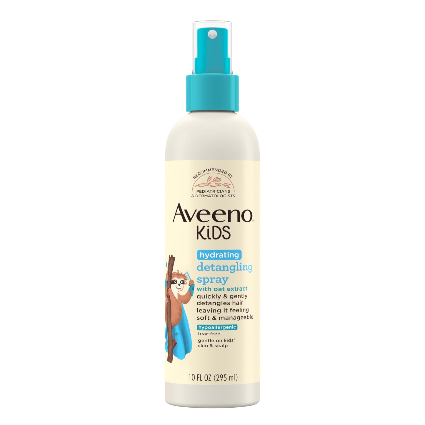 Aveeno Kids Hydrating Detangling Spray with Oat Extract, Tear-Free & Hypoallergenic, Gently Detangles Hair & Moisturizes Scalp, 10 fl oz