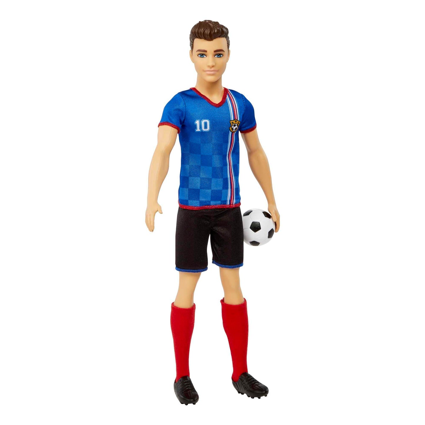 Barbie Careers Ken Fashion Doll & Accessory, Soccer Player with Cropped Hair, #10 Uniform, Tall Socks, Cleats & Ball