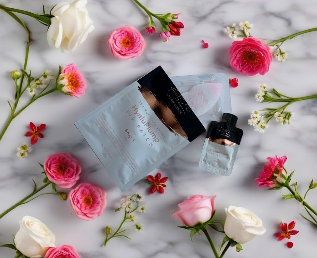 RittZi HyaluPlump Lips 2-Step Lip Care System – 800 Self-Dissolving Microneedles with Hyaluronic Acid, Niacinamide & Peptides for Plumper Lips