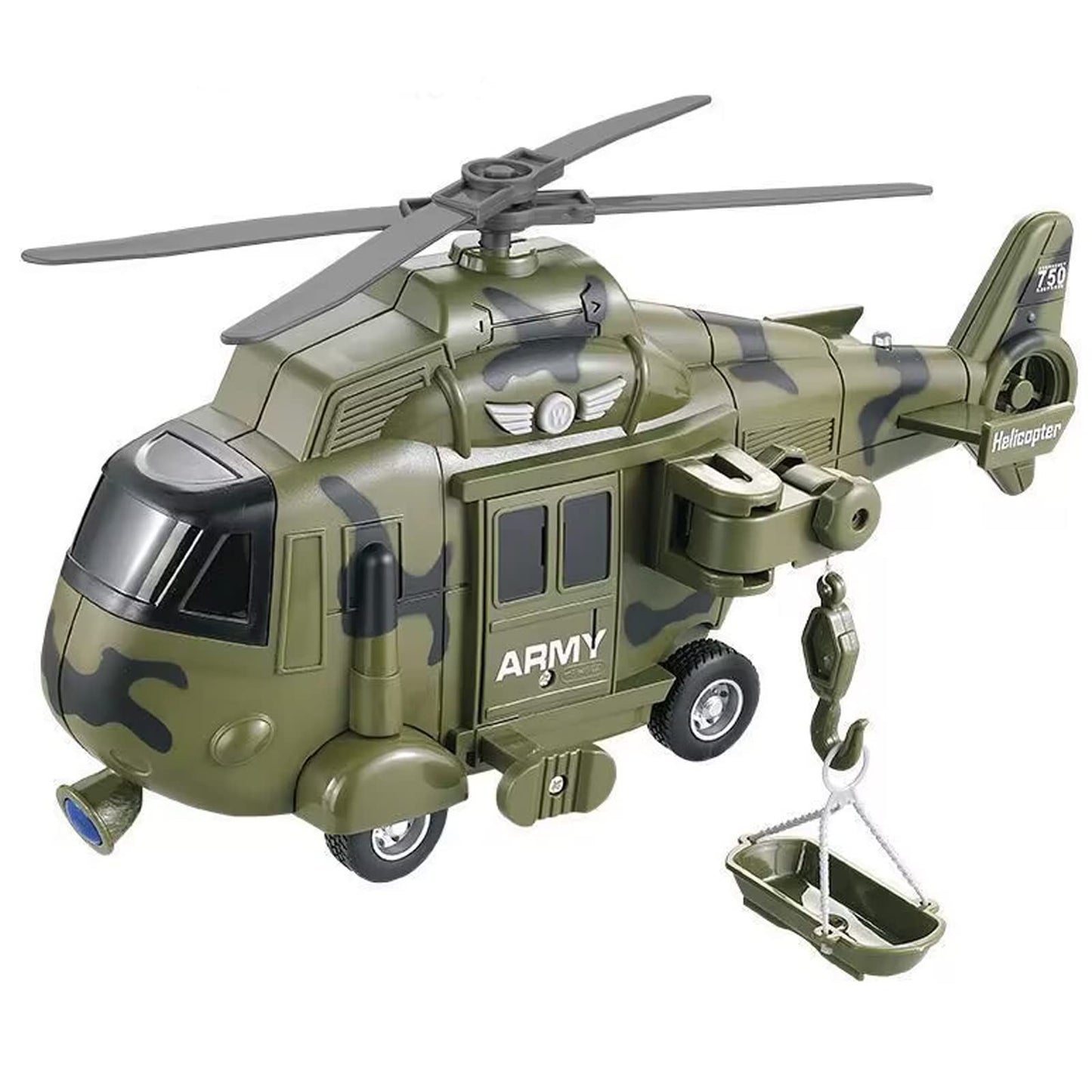 OCCAFY Military Helicopter Toy with Lights, Sound & Friction Power – Rescue Army Vehicle for Kids 3+, Toddler Boys Gift Toy