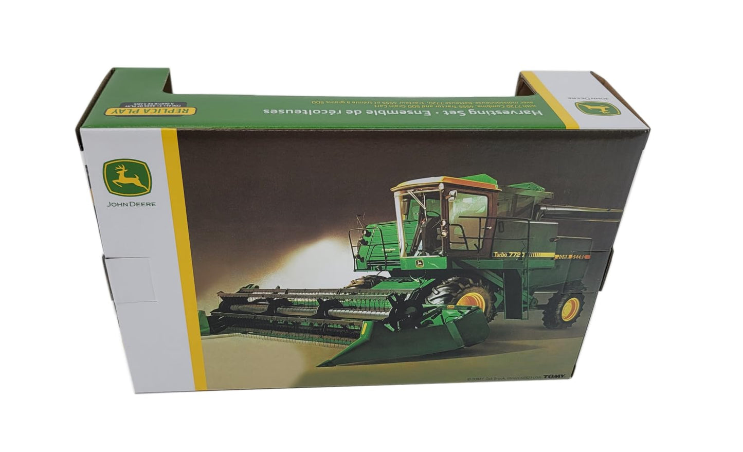 John Deere 1/64 Scale 5 pc Harvesting Set 4555 Tractor, 7720 Combine w/2 Heads, 500 Grain Cart