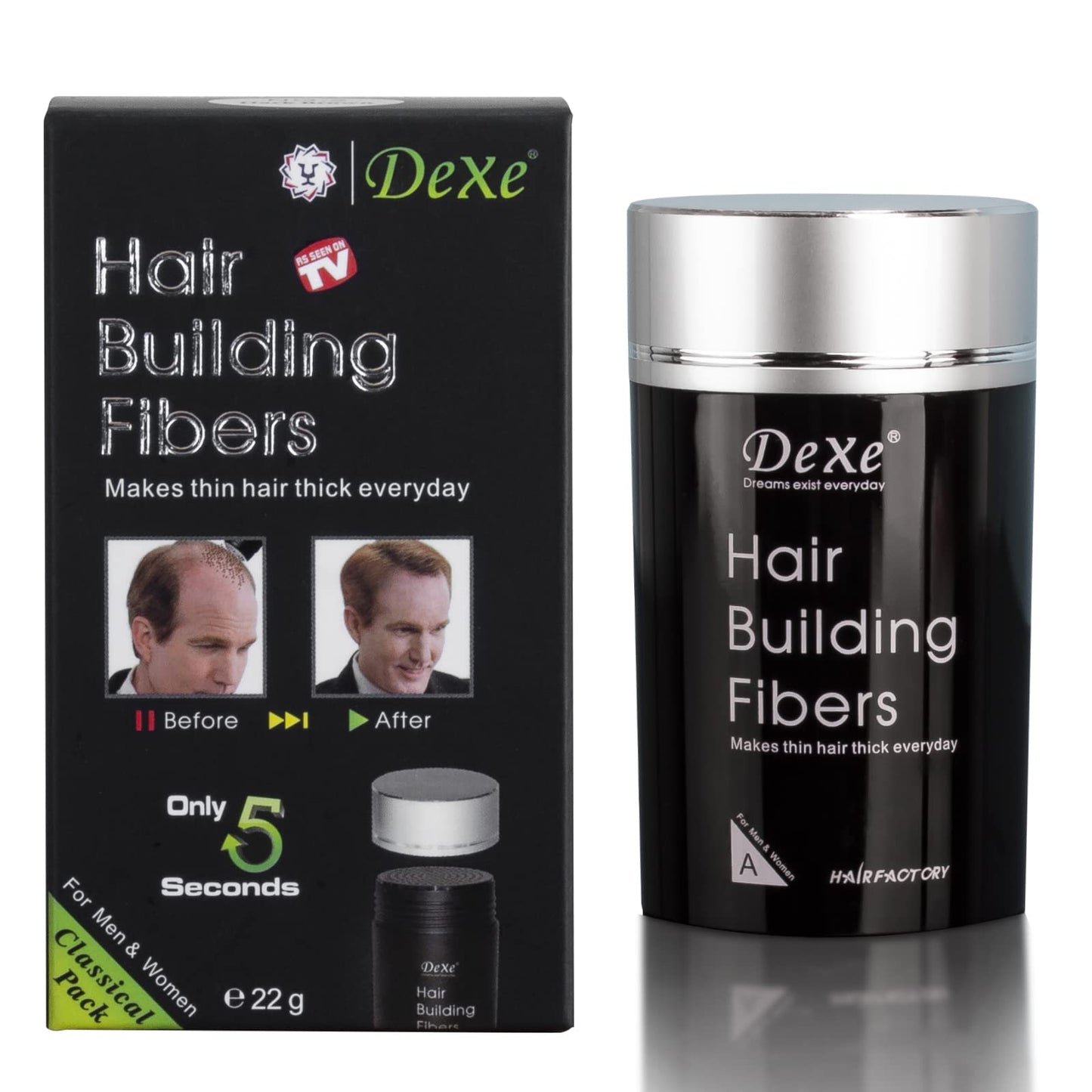 Dark Brown Colored Hair Building Fibers - Instantly Thicken Thinning Hair for Men and Women