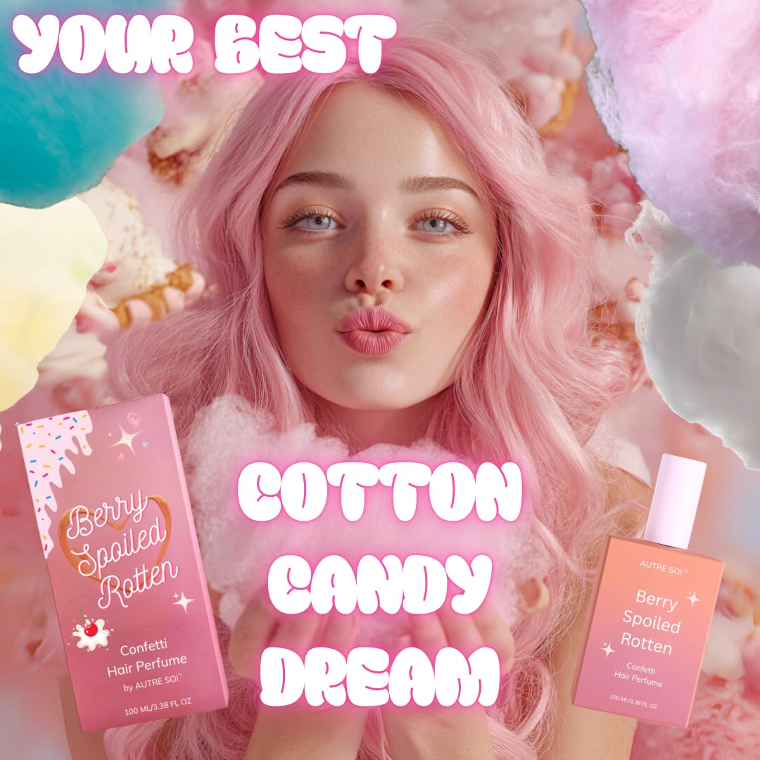 AUTRE SOI Confetti Hair Perfume, Berry & Vanilla Scent, Sweet Fruity Cotton Candy Mist, 100ml, Long-Lasting, Cruelty-Free