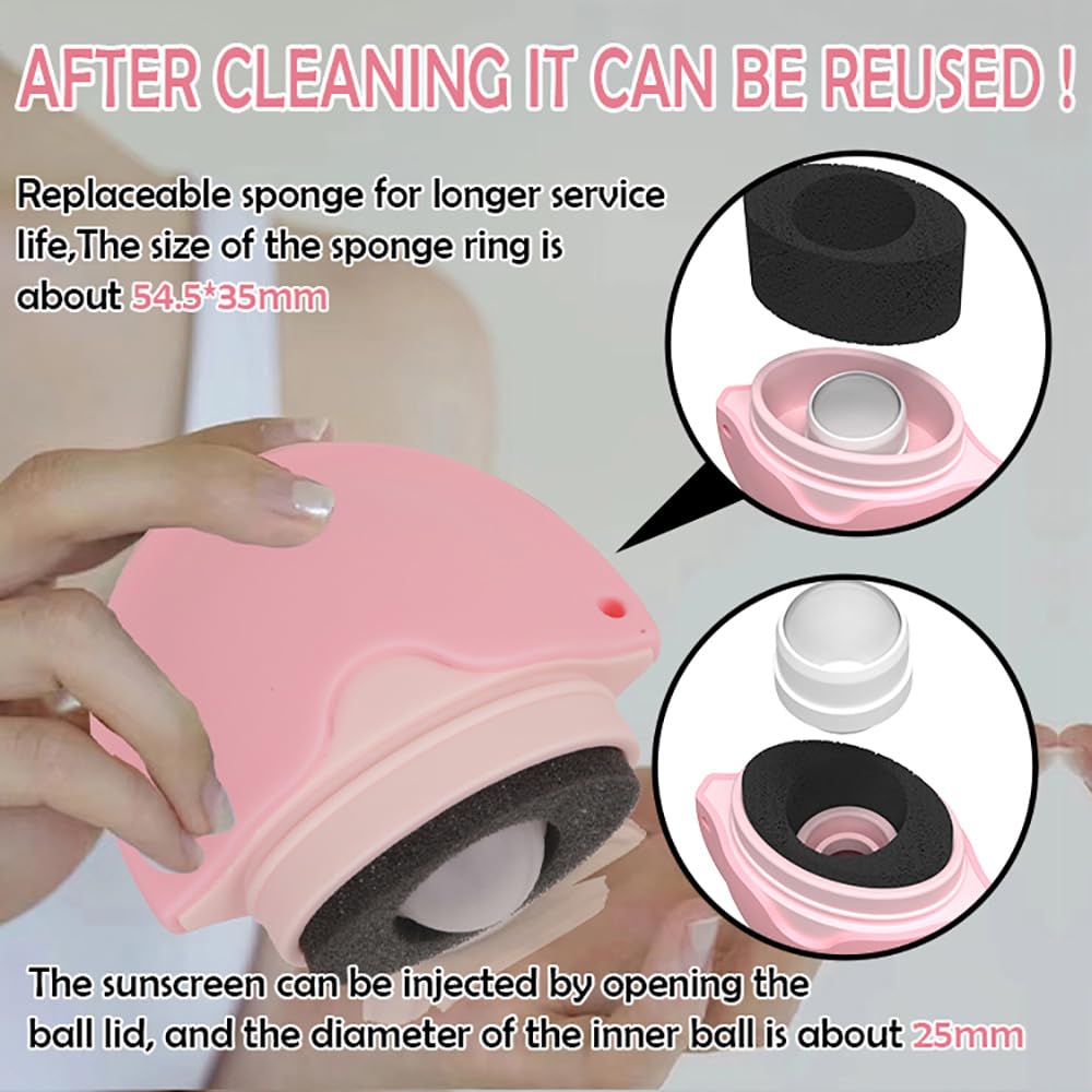 Portable Sunscreen Applicator Brush Set for Adults & Kids – Refillable Roller & Sponge with Protective Caps for Easy Sunblock Application