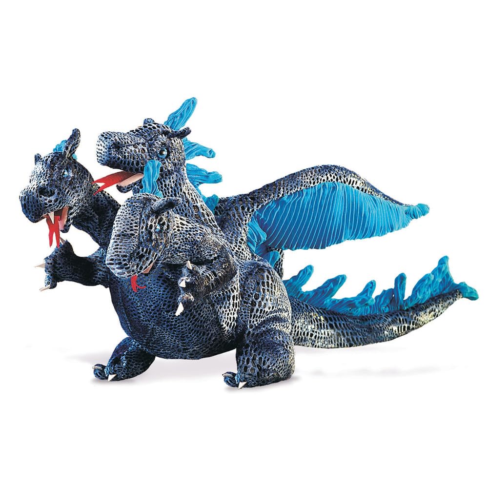 Folkmanis Three-Headed Blue Dragon Hand Puppet