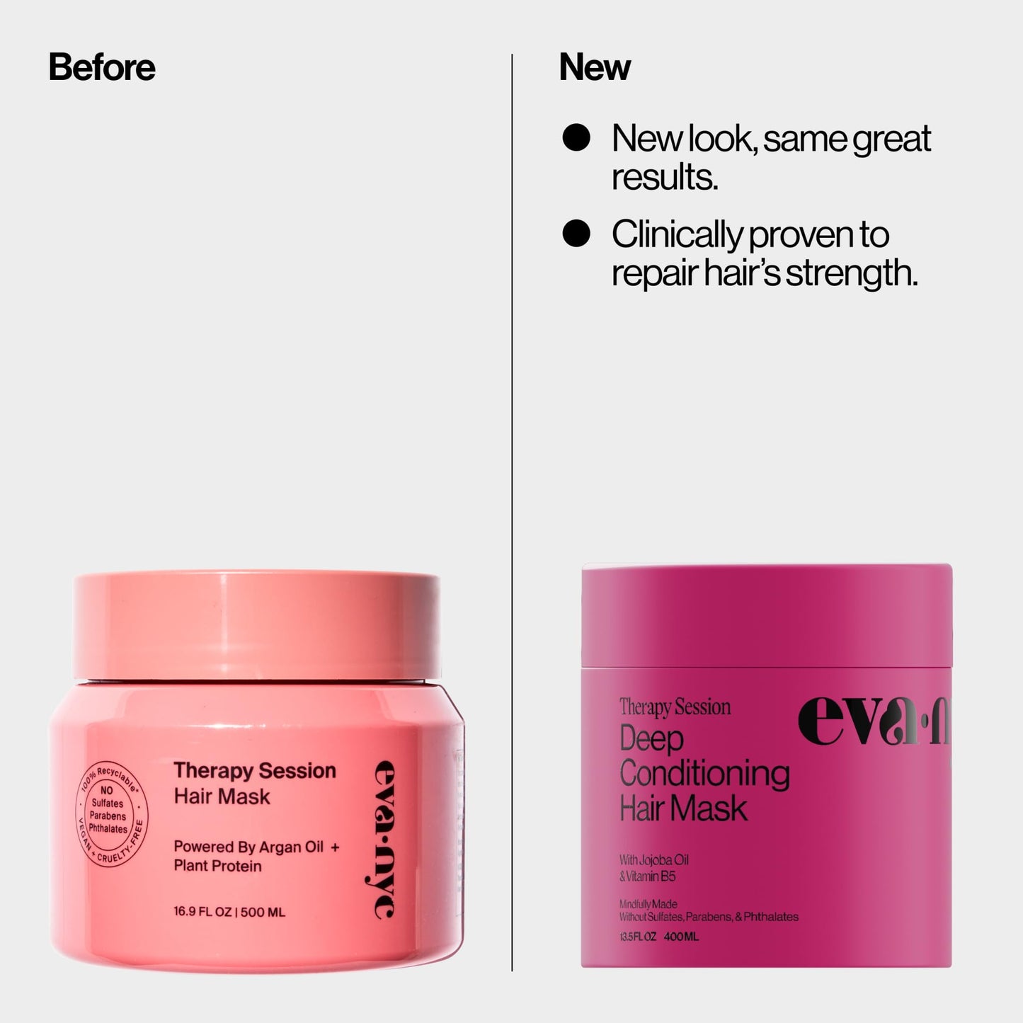 Eva NYC Therapy Session Deep Conditioning Hair Mask with Vegan Protein, Jojoba Oil + Argan Oil - Hydrate, Soften + Repair Hair Strength - Sulfate Free - Warm Vanilla Scent - 13.5 fl oz