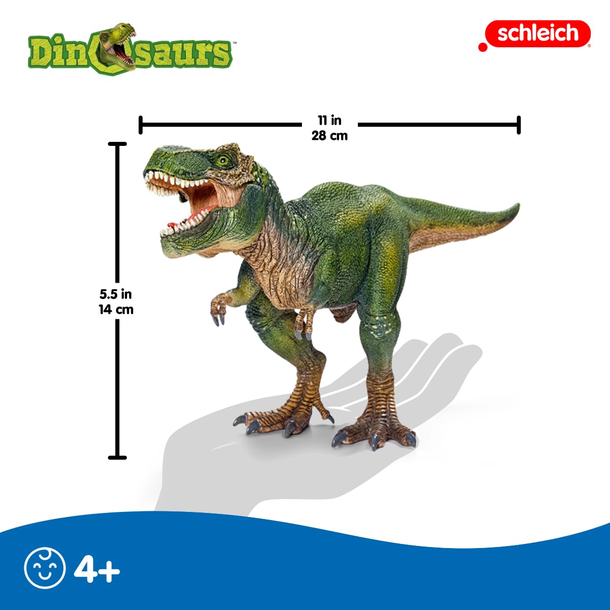 Schleich T-Rex Dinosaur Toy, 11" Tyrannosaurus Rex Action Figure with Movable Jaw – Realistic Dino Figurine for Kids 5+